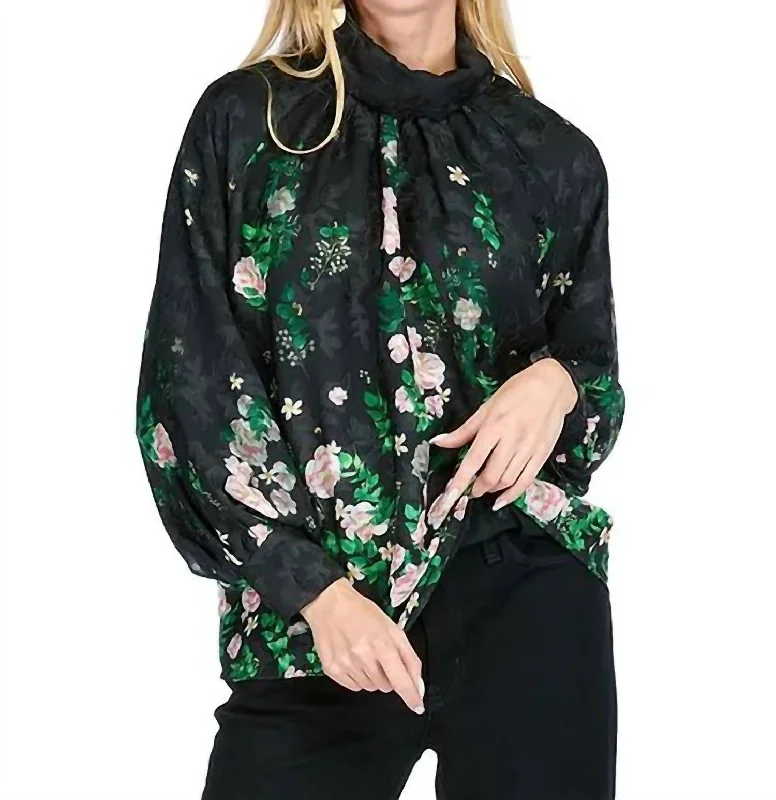 Dive Into Trendy Styles Secret Garden Blouse In Black