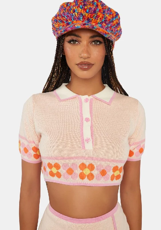 Style Upgrade Daisy Border Polo Crop Top