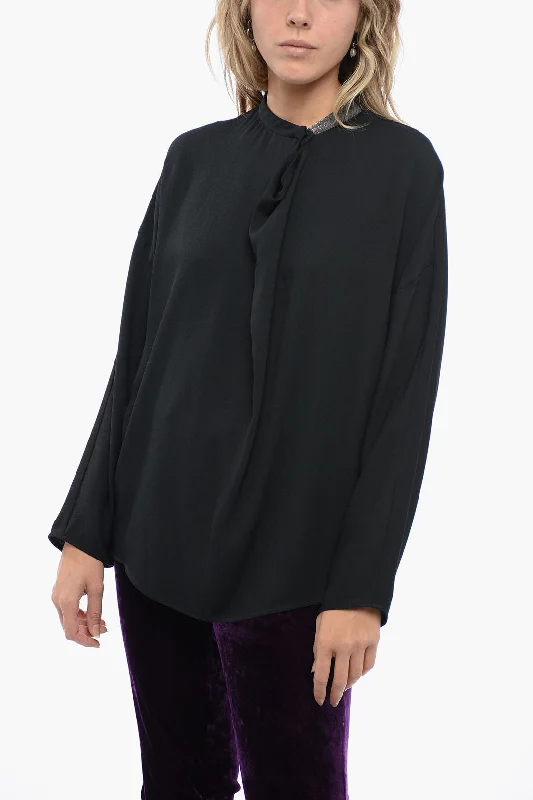 Trendy Women's Wear Collection Fabiana Filippi Blended Silk Blouse with Shimmer Detail