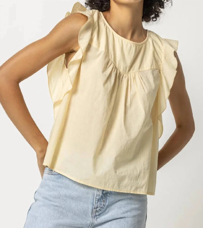 Relaxed Style Sleeveless Ruffle Top In Shell