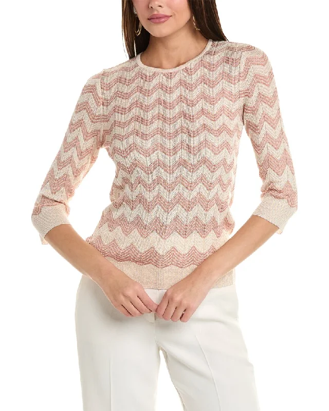 Art Deco Geometric Pattern Look M Missoni Knit Top