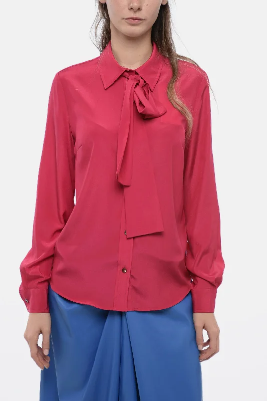 Fashion Deal Parosh Satin Effect Blouse with Removable Scarf