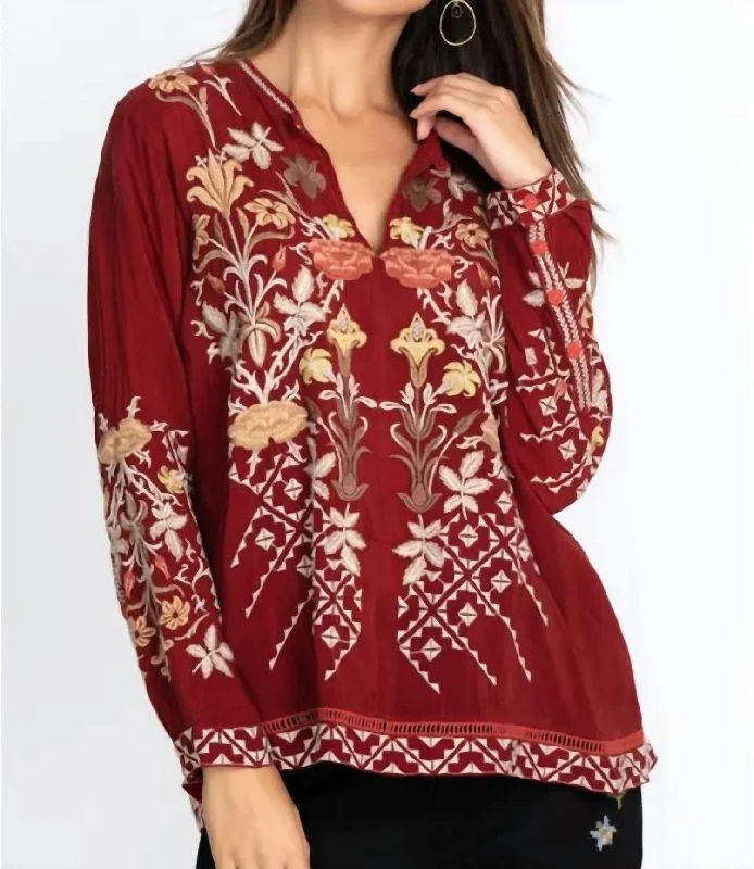 Vibrant Femme Fashion Frankie Blouse In Red Wine