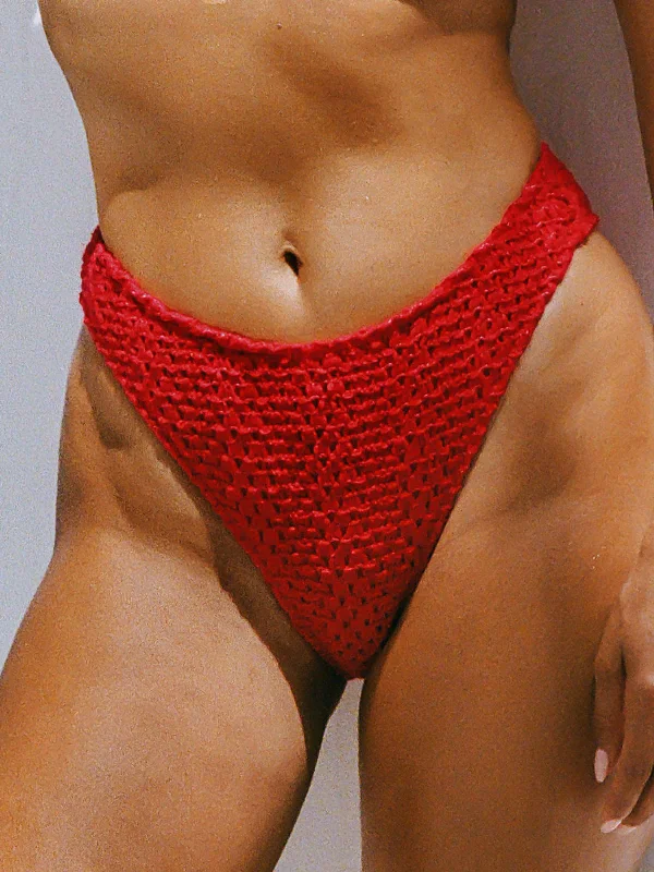 Spring Fashion Red Crochet Bikini Bottom