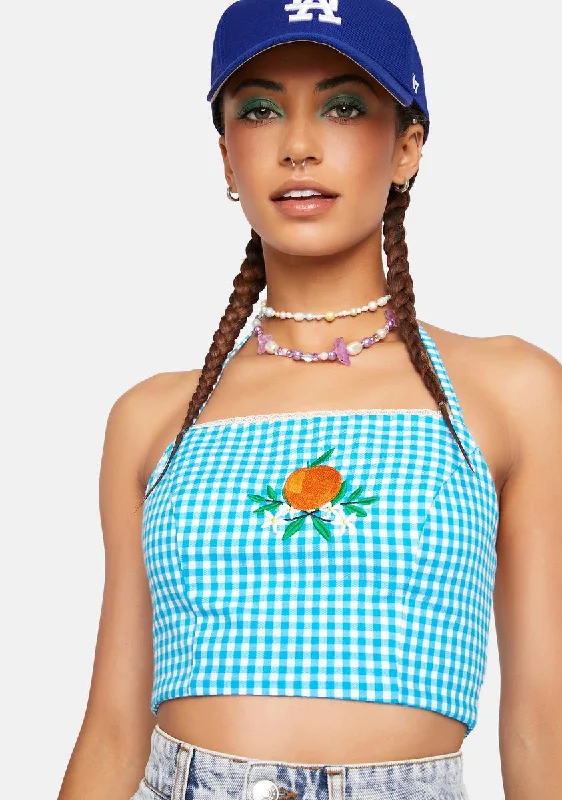 Mother's Day Special Flora Gingham Crop Top