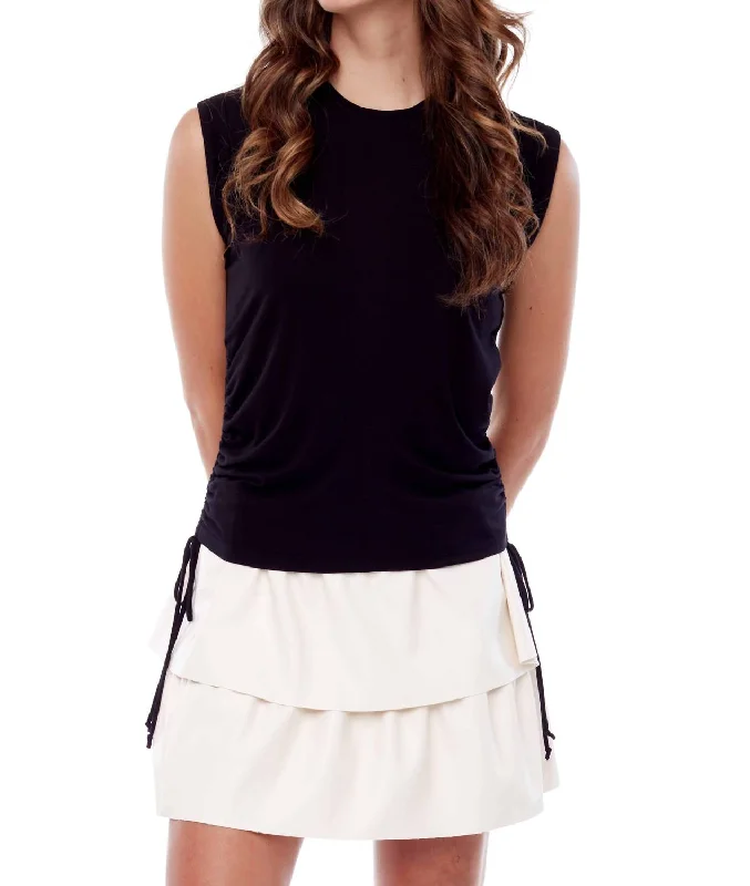 Free Spirited Fashion Madison Ivy Drawstring Sleeveless Top In Black