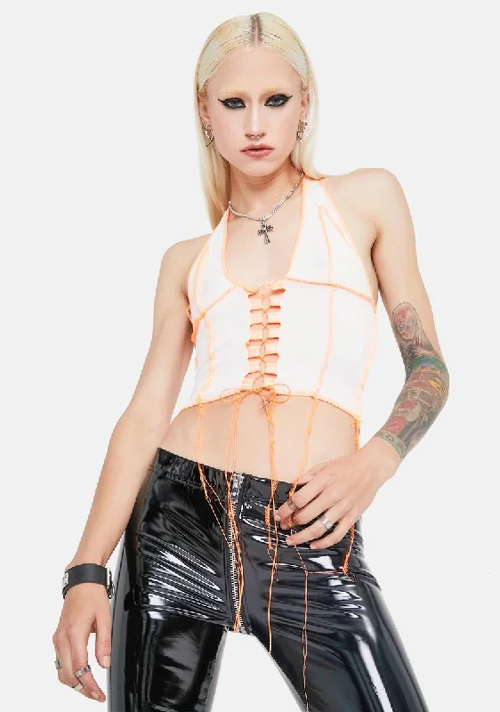 Best Sellers On The Wave Contrast Stitch Halter Top