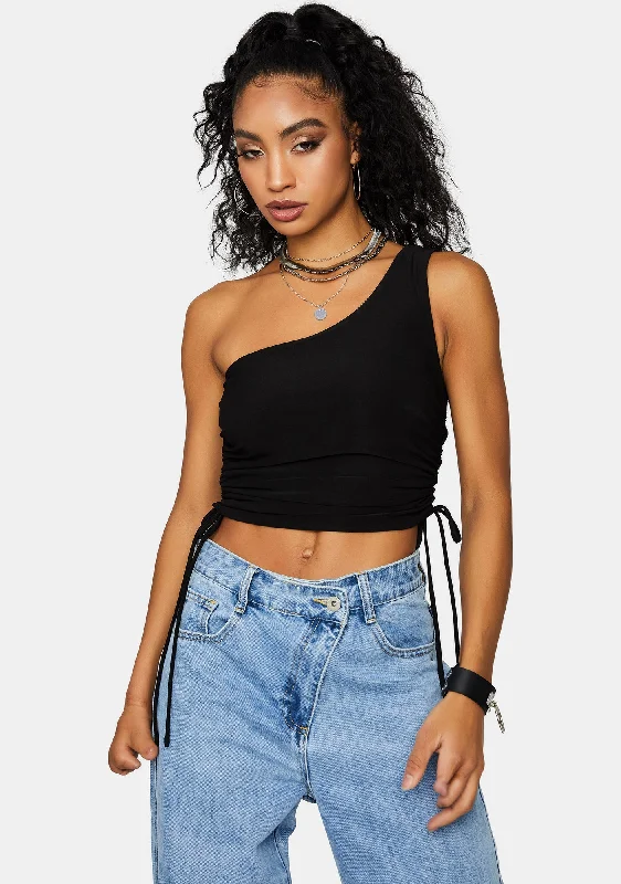 Cutting Edge Fashion Sassy Sweet Talker Shoulder Crop Top