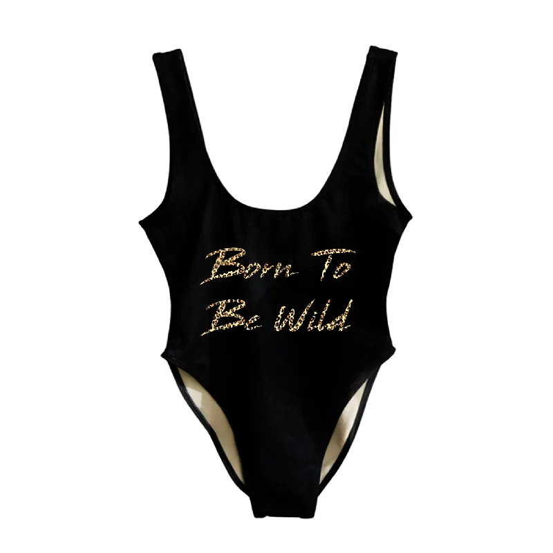 Big Discounts BORN TO BE WILD W/ CHEETAH TEXT  [SWIMSUIT]