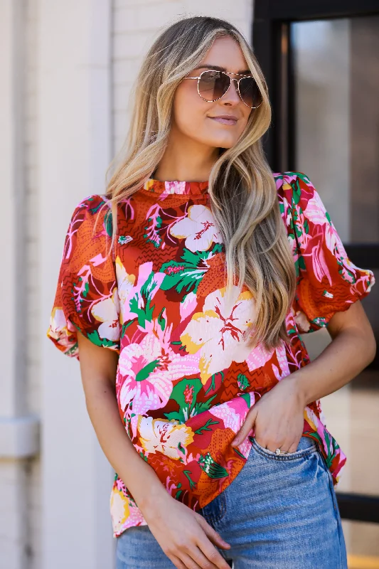 Trend Driven Wardrobe FINAL SALE - Sunny Match Fuchsia Floral Blouse