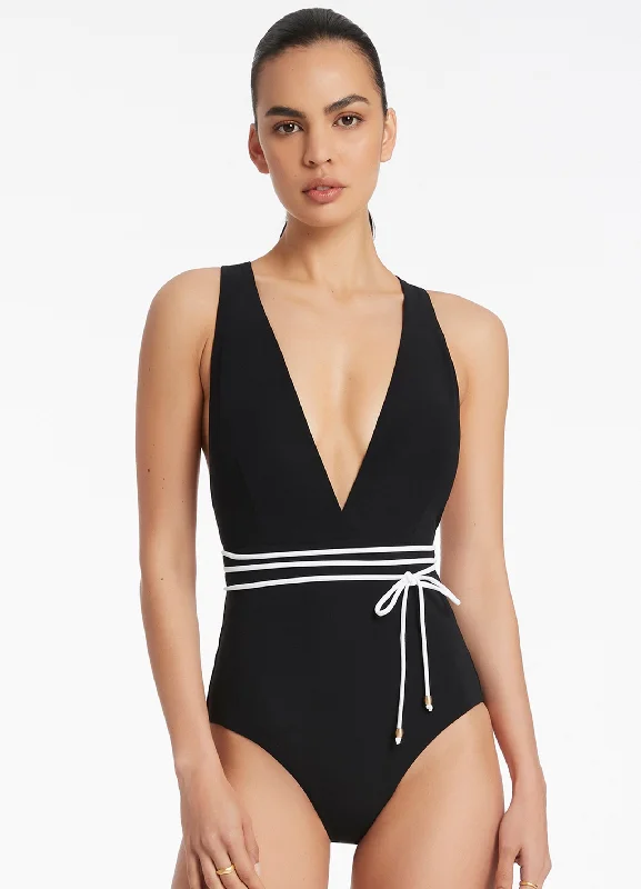 Stylish Savings Jetset Plunge One Piece - Black