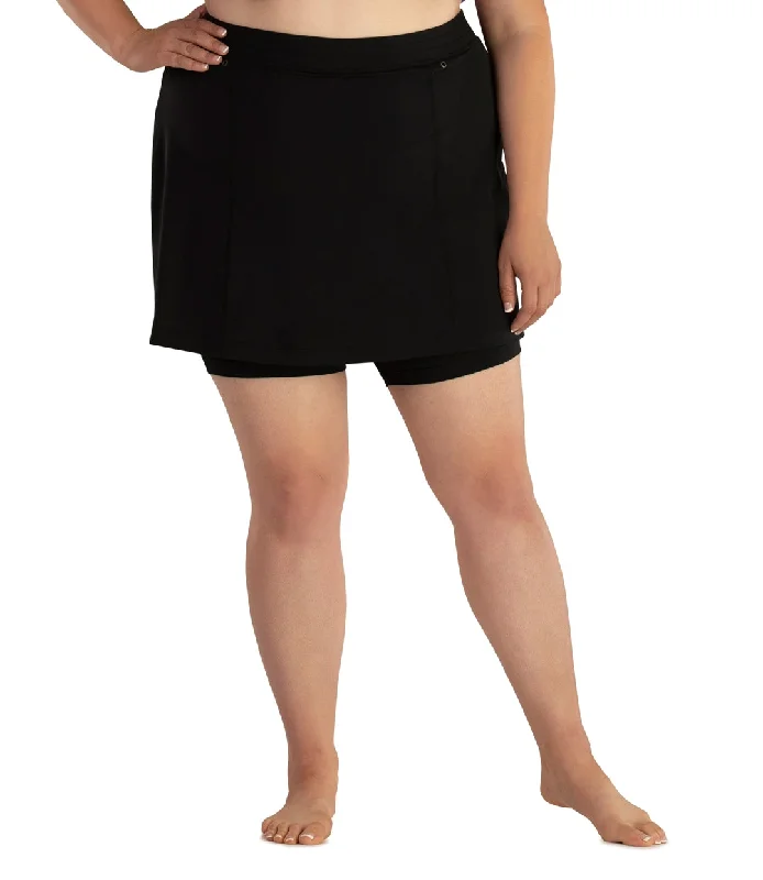 Trendy Urban Attire QuikEnergy Lite Swim and Beach Skirt with Short Black