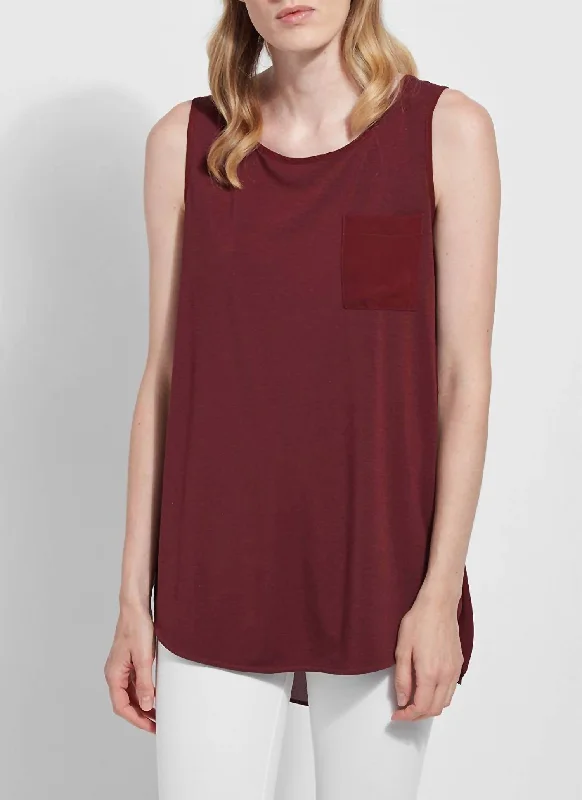 Limited Quantities Sleeveless Split Side Top In Wine