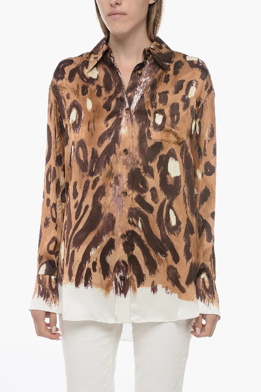 Ethnic Cultural Event Wear Marni Satin Oversized Shirt with Animalier Print