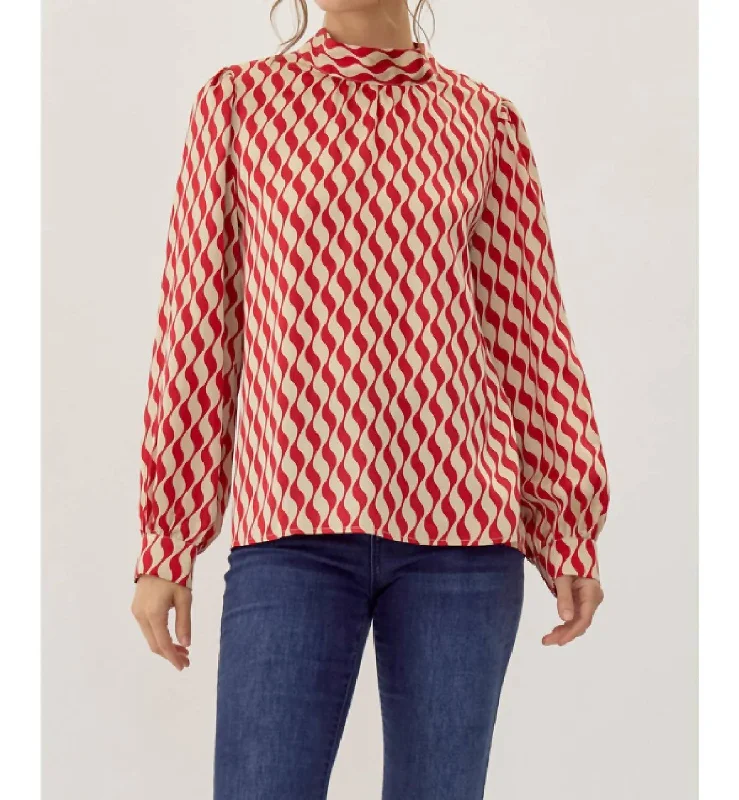 Trend Driven Wardrobe Holiday Creamsicle Top Blouse In Red/cream