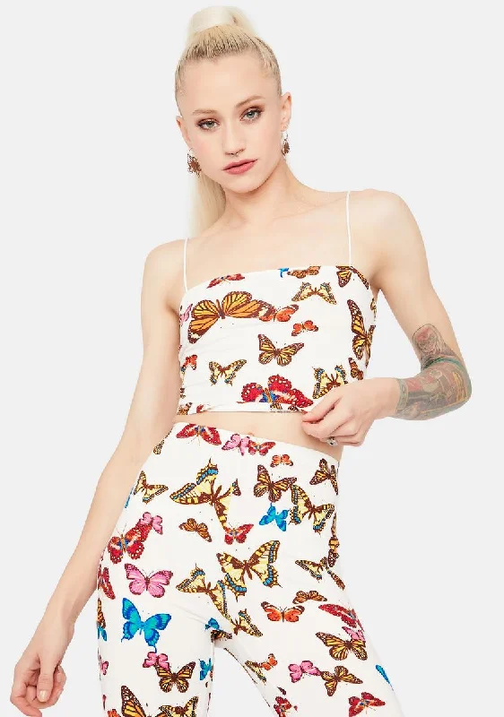 Fresh Styles, Fresh Deals Wings Of Change Butterfly Print Cami Crop Top