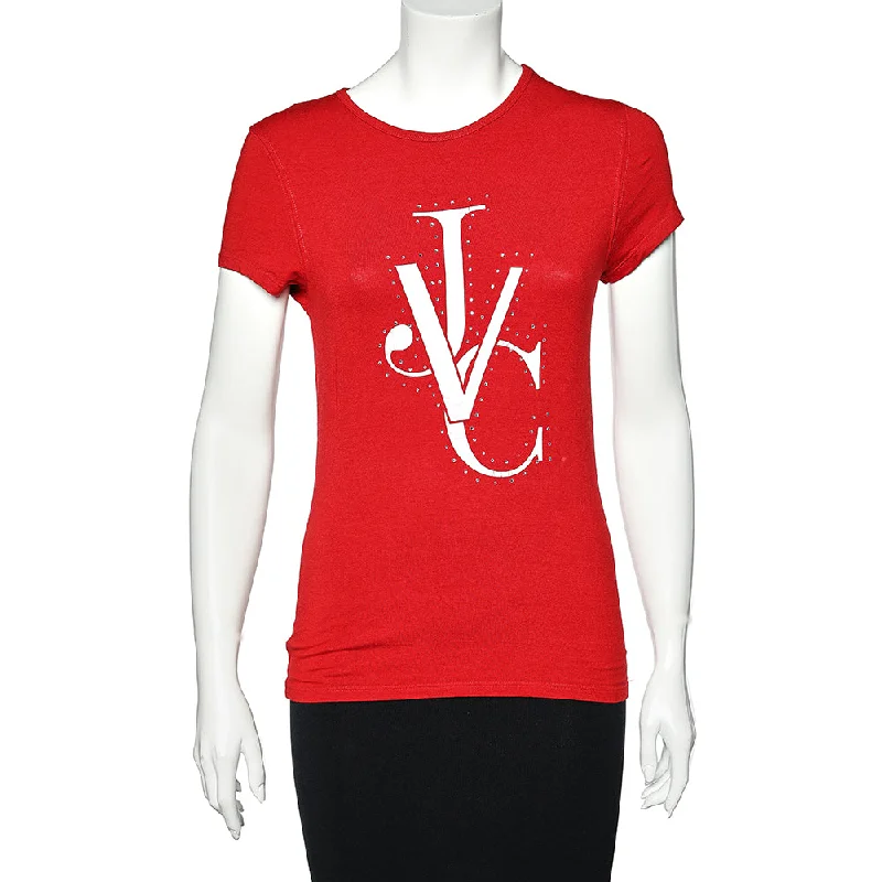 Mega Sales Versace Jeans Couture Red Cotton Knit Logo T-Shirt