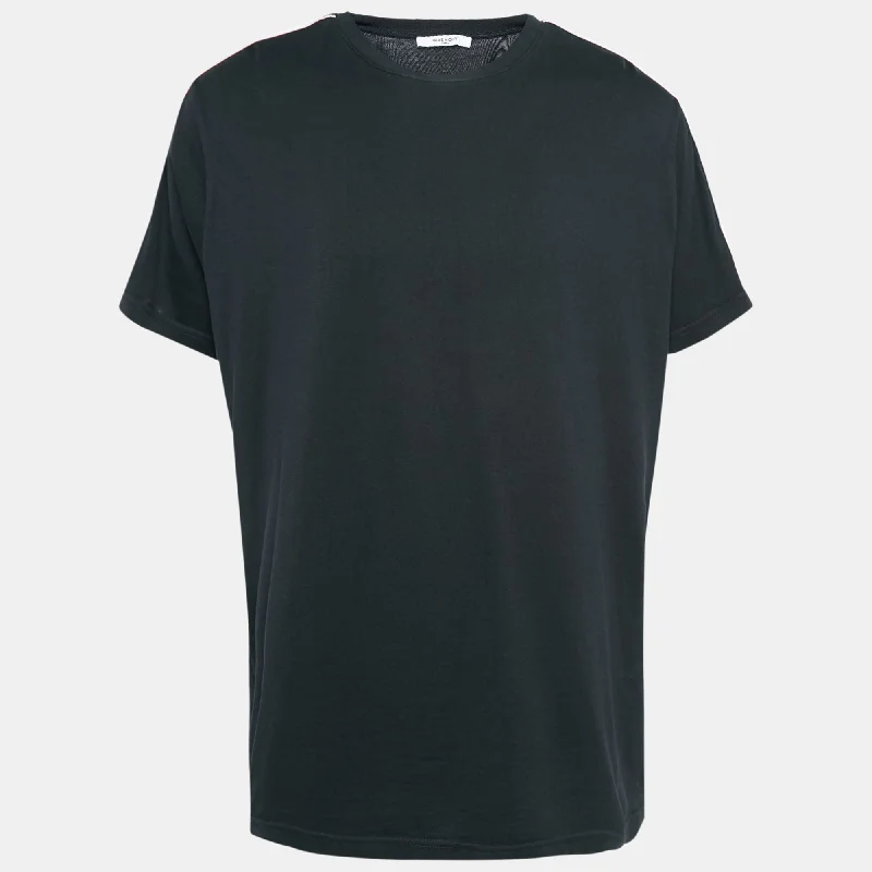 Limited Time Offers Givenchy Black Cotton Knit Logo Tape Trim Crew Neck T-Shirt