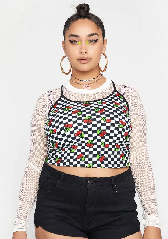 Crazy Price Slashing Plus Cherry Checkerboard Crop Top