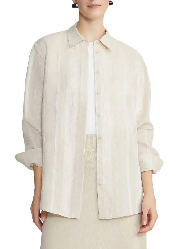 Nordic Minimalist Home Look Boyfriend Oversized Shirt In Pebble