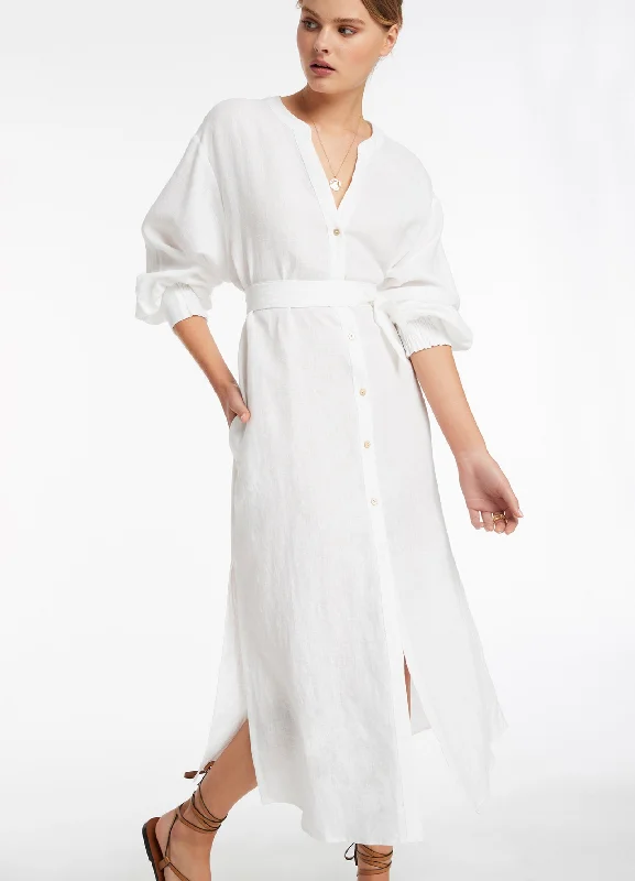 Best Sellers Jetset Shirred Cuff Shirt Dress - White