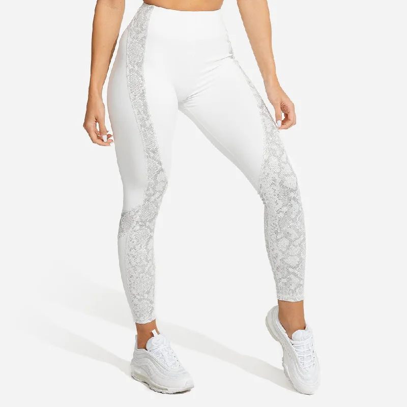 Fashion Forward Femininity Limitless Snake Leggings - Snow