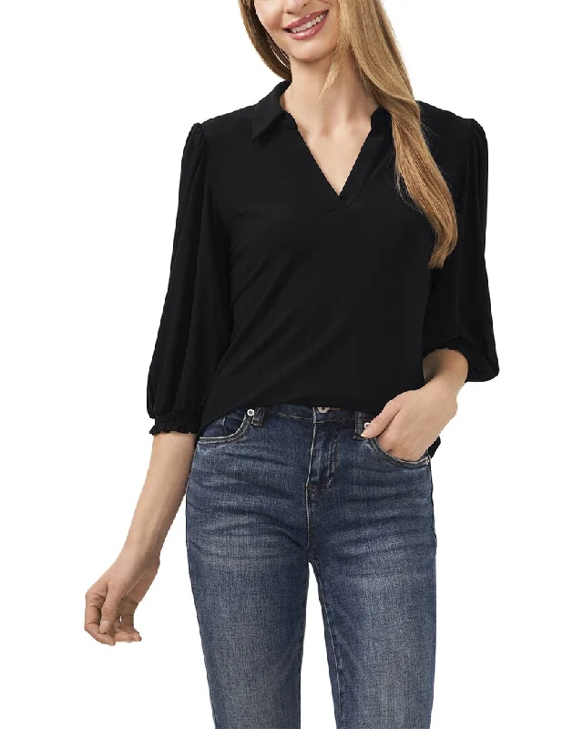 Update With Cottagecore Styles CeCe Split Neck 3/4 Sleeve Knit Top