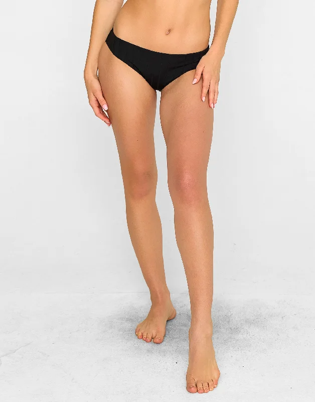 Elevate Your Wardrobe Gloria Full Bottom - Black Shiny Wide Rib