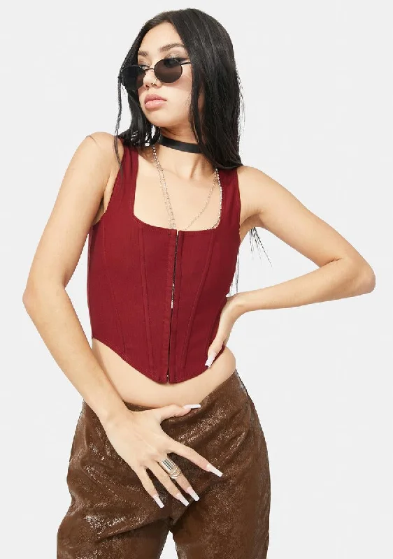 Spring Wardrobe Oxblood Down For It Corset Top