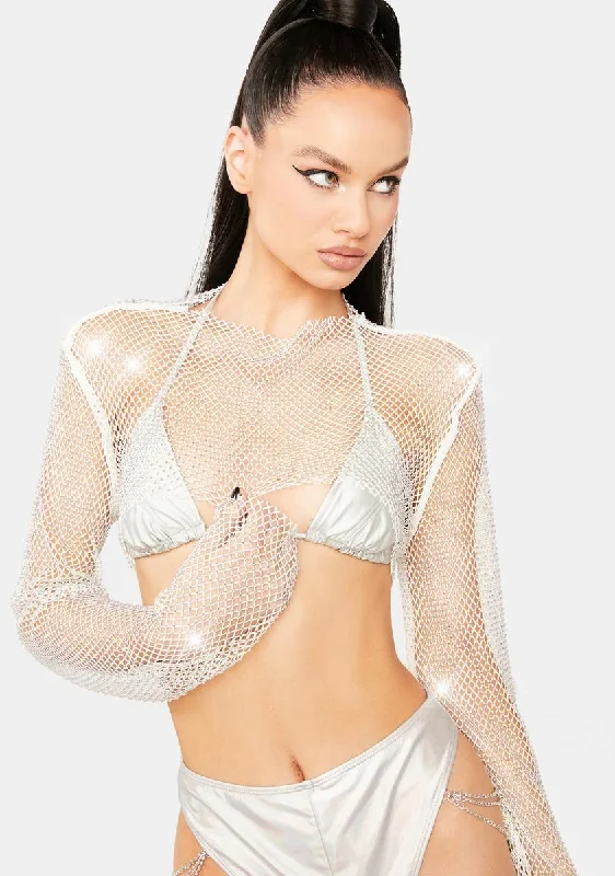 Chic Wardrobe Bling Elite Fishnet Crop Top