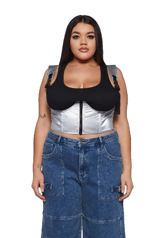 Women's Fashion Hotspots Plus My Type Underbust Corset - Metallic