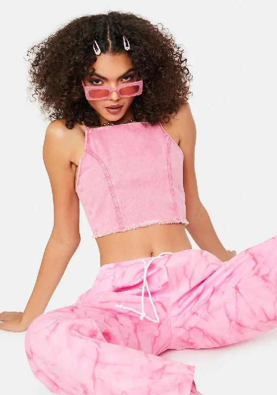 Graceful Fashion Pink Lucky Charm Crop Top