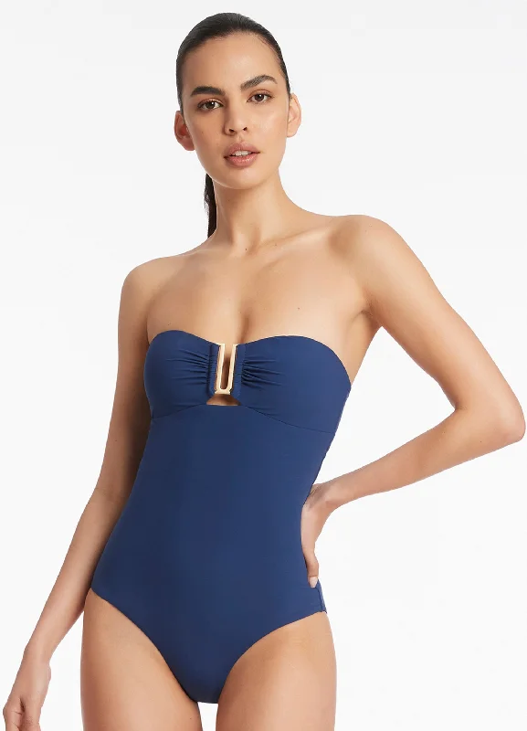 Trendy Street Style Jetset Bandeau One Piece - Pacific Blue