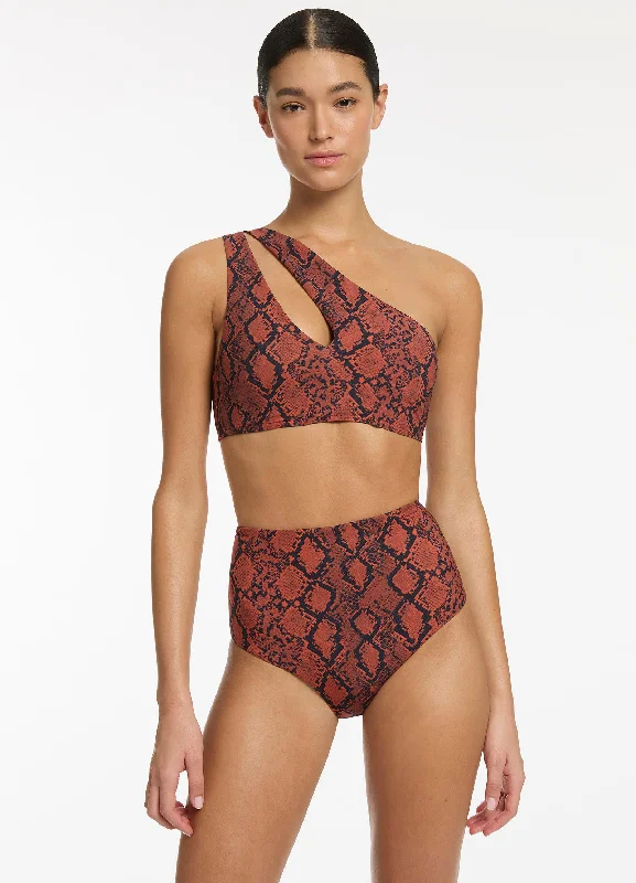 Limited Time Flash Sale Python High Waist Bikini Bottom - Spice