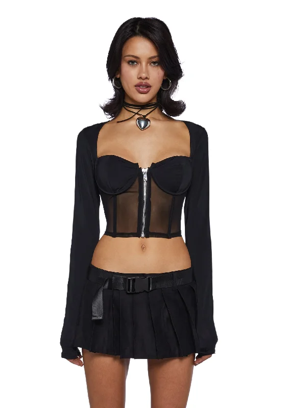 Fresh Styles, Fresh Deals Do You Good Mesh Corset Top - Black