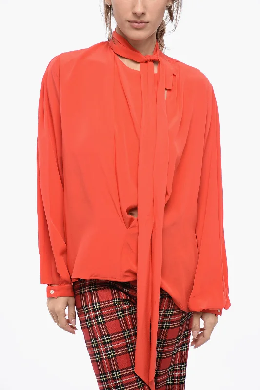 Timeless Elegance Redefined Victoria Beckham Silk Blouse With Self-Tie Detail 38 Italian Size