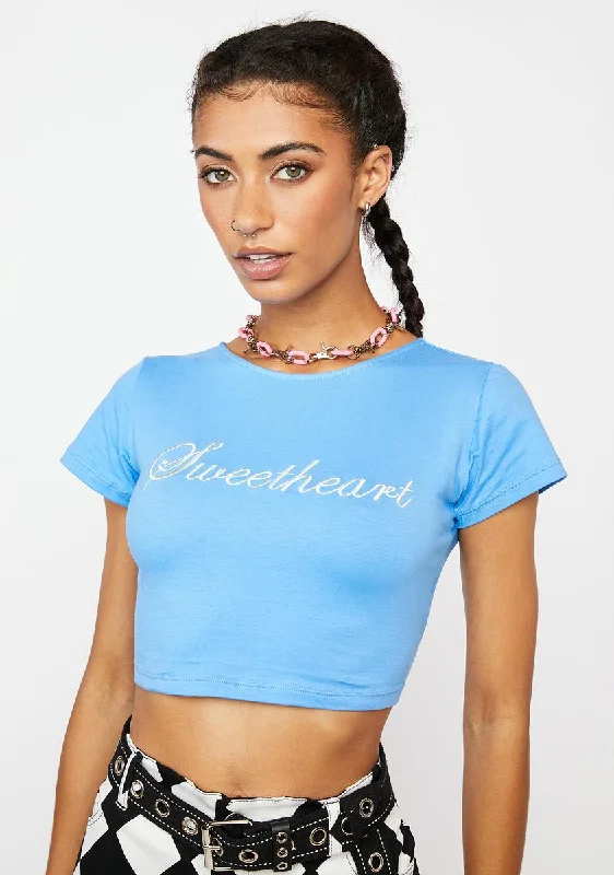 Save On Inspired Styles Sweetheart Blue Tindy Crop Tee