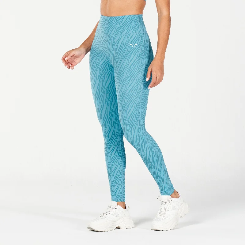 Season Sale Core Wild Print Leggings - Delph Blue