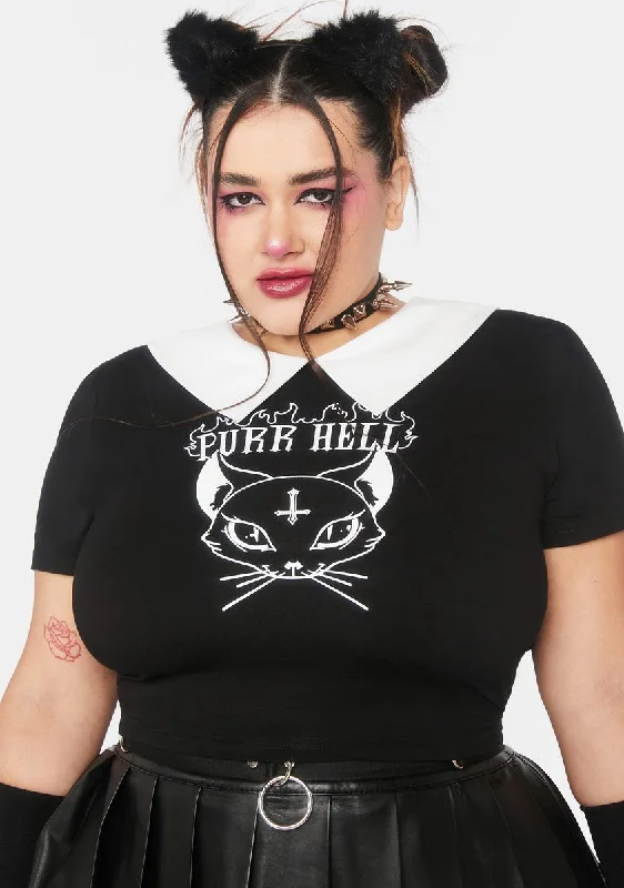 Trendy Street Style Plus Purr Hell Crop Top