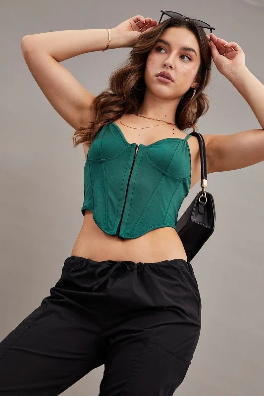 Celebrate With Big Savings Green Corset Top