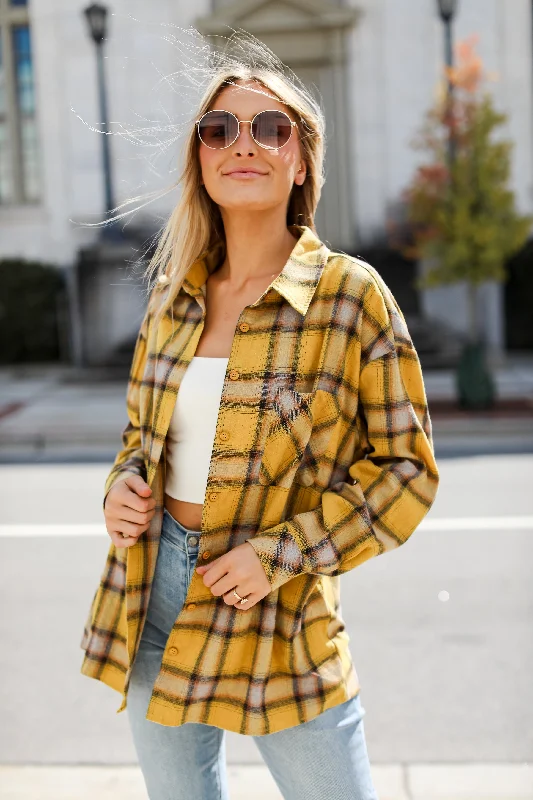 Everyday Fashion FINAL SALE - All About Fall Mustard Plaid Flannel