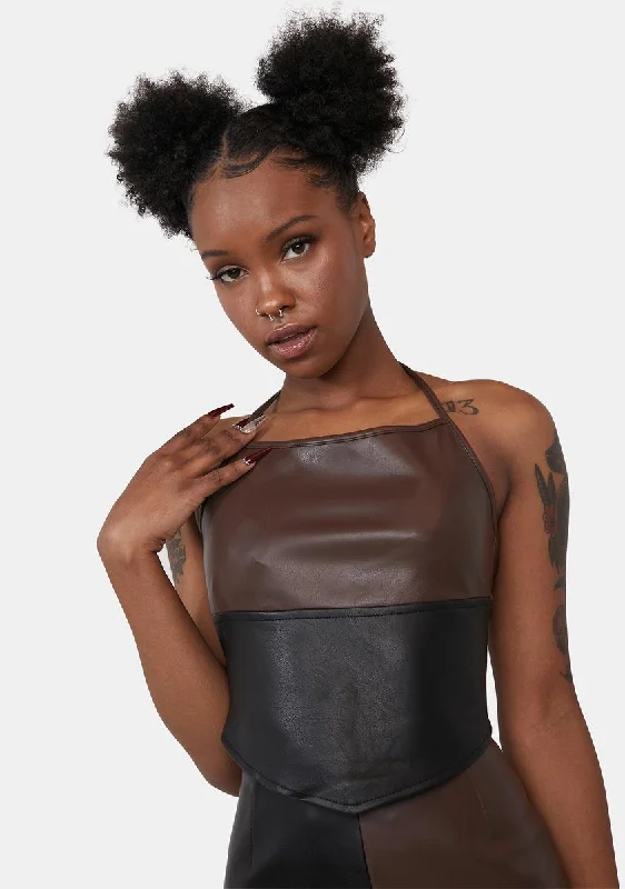 Elegant Style Bitter Chocolate Manipa Crop Top