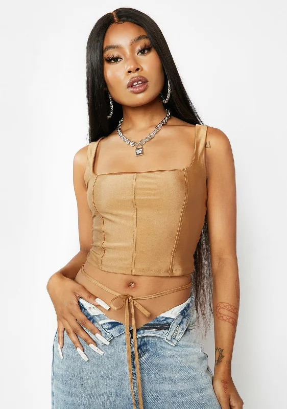 Limited Edition Mocha Saskia Lace Up Corset Top