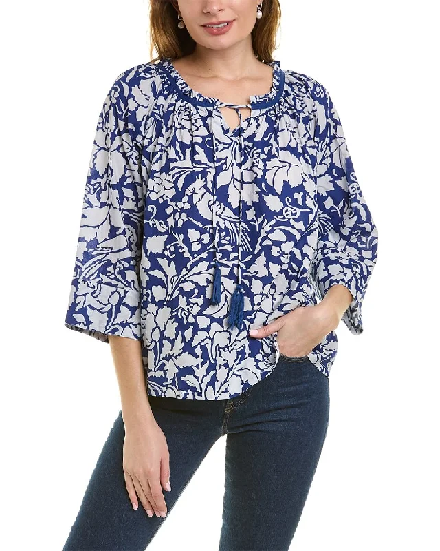 Seasonal Picks Pomegranate Tie-Neck Blouse