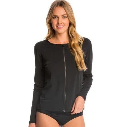 Holiday Glam Dolfin Aquashpe Zip Front Swim Jacket- Black