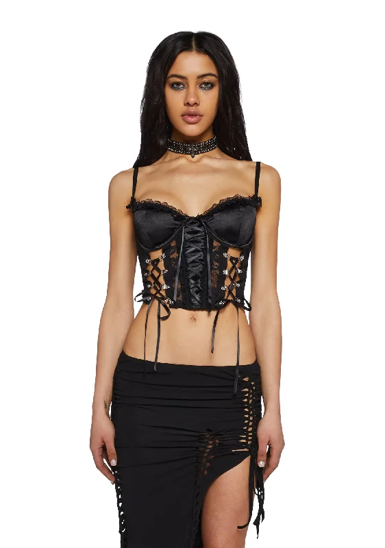 Sustainable Fashion Extravaganza Lovers Lane Corset Top-Black