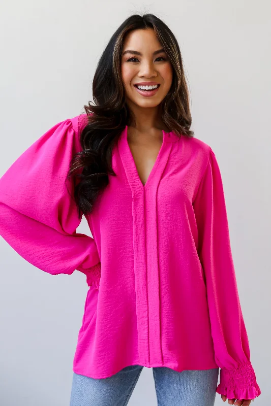 Break Fashion Norms FINAL SALE - Social Sensation Hot Pink Blouse