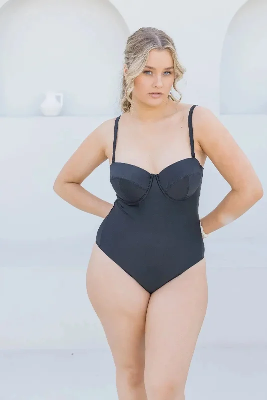 Effortless Everyday Wear Black Balconette One Piece