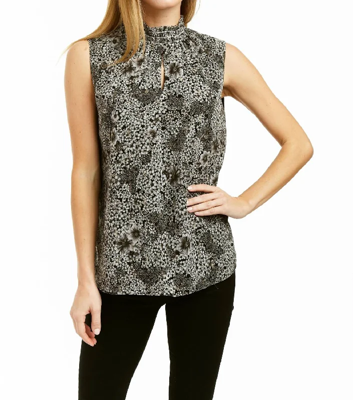 Evening Elegance Printed Jackson Sleeveless Top In Black