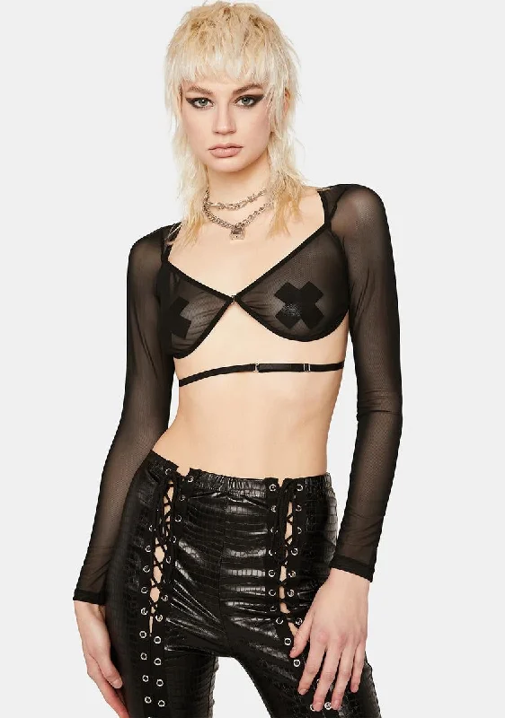 Trend Setting Wardrobe Ink She's So LA Sheer Crop Top